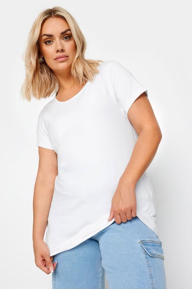 Yours Curve 2 Pack Black & White Longline T Shirts