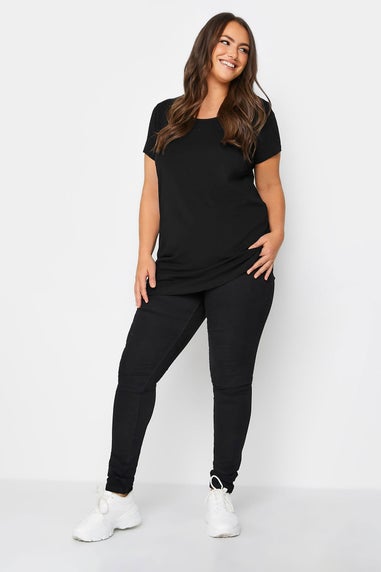 Yours Curve 2 Pack Black & White Longline T Shirts
