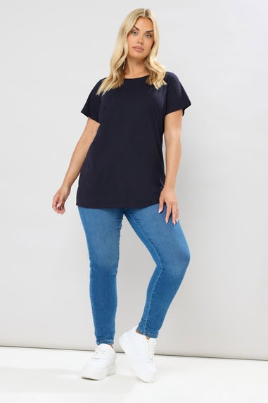 Yours 3 Pack Curve Navy Blue & Black Core T Shirts