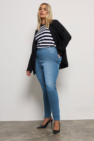 Yours For Good Curve Mid Blue Pull On Stretch Jenny Jeggings