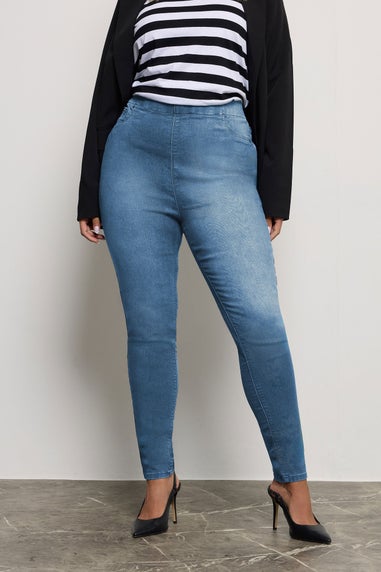 Yours For Good Curve Mid Blue Pull On Stretch Jenny Jeggings