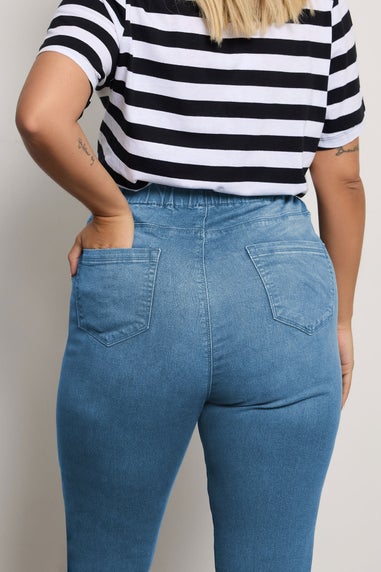 Yours For Good Curve Mid Blue Pull On Stretch Jenny Jeggings