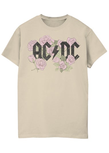 ACDC Flowers Logo Sand Boyfriend Fit Music Graphic T-Shirt