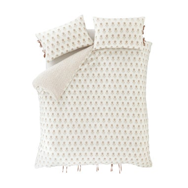 Pineapple Elephant Woodblock Floral So Soft Terracotta Clay Duvet Cover Set