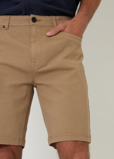 Threadbare Stone 5 Pocket Chino Shorts With Stretch