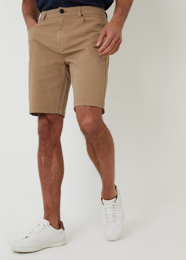 Threadbare Stone 5 Pocket Chino Shorts With Stretch