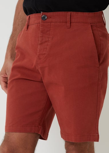Threadbare Terracotta Cotton Regular Fit Stretch Chino Shorts