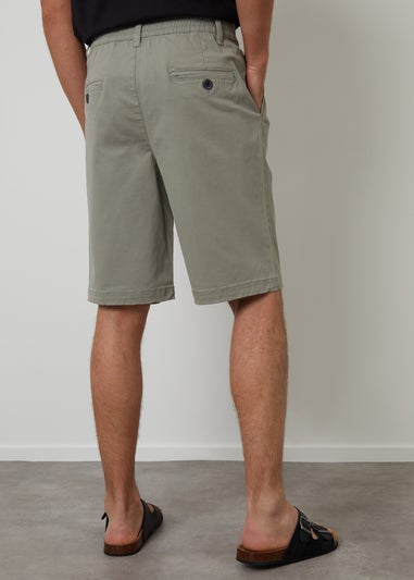 Threadbare Soft Green Pleated Relaxed Fit Stretch Chino Shorts