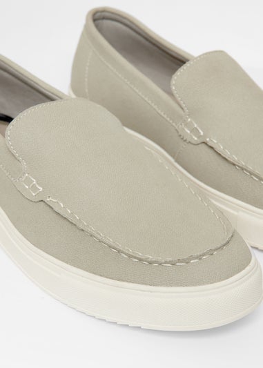 Threadbare Grey Textured Slip On Loafers