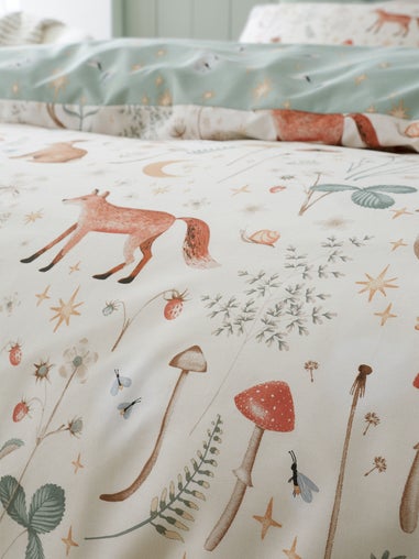 Catherine Lansfield Natural Enchanted Twilight Animals Reversible Duvet Cover Set with Pillowcases