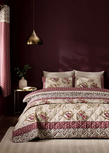 Catherine Lansfield Natural Kashmir Paisley Floral Reversible Duvet Cover Set with Pillowcases