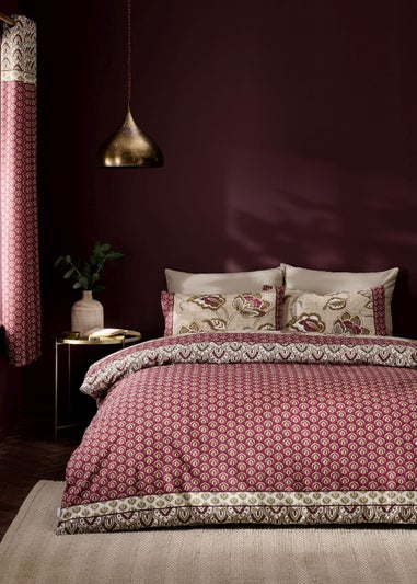 Catherine Lansfield Natural Kashmir Paisley Floral Reversible Duvet Cover Set with Pillowcases