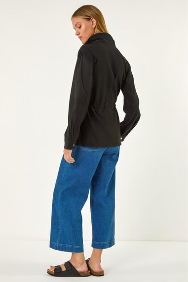 Roman Black Buttoned Safari Jacket