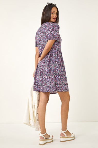 Dusk Purple Dusk Floral Button Down Dress