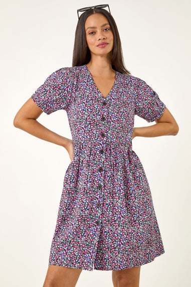 Dusk Purple Dusk Floral Button Down Dress