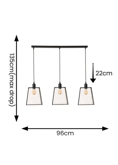 ValueLights Susie Glass Lantern Lamp Shade 3 Drop Diner Ceiling Pendant Light
