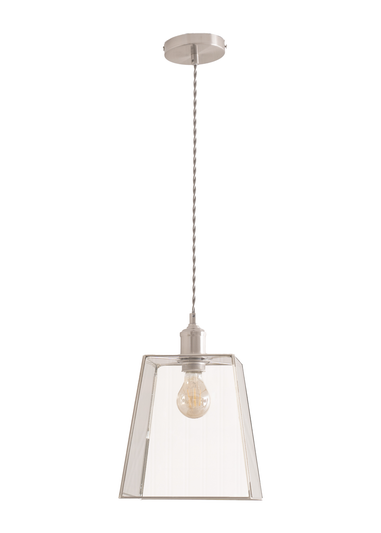 ValueLights Susie Glass Lantern Lamp Shade Brushed Chrome Single Ceiling Pendant Light