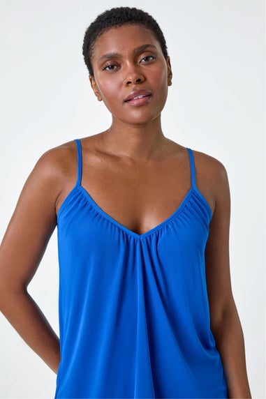 Roman Royal Blue Gathered V-Neck Stretch Vest Top