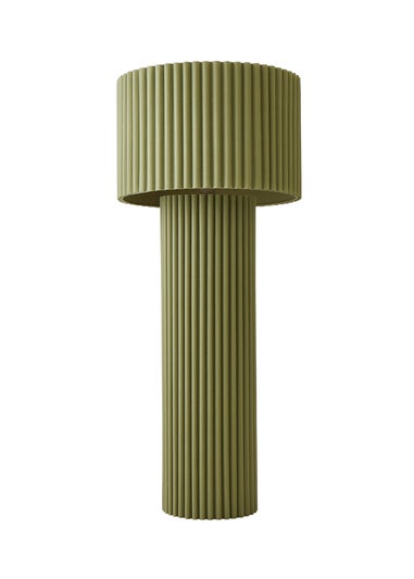 ValueLights Lenny Drum Lamp Shade Colour Drench Ribbed Fabric Midi Floor Lamp