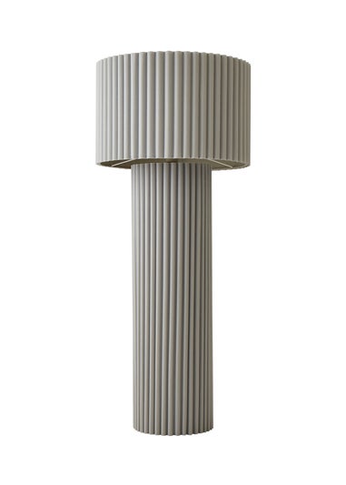 ValueLights Lenny Drum Lamp Shade Colour Drench Ribbed Fabric Midi Floor Lamp