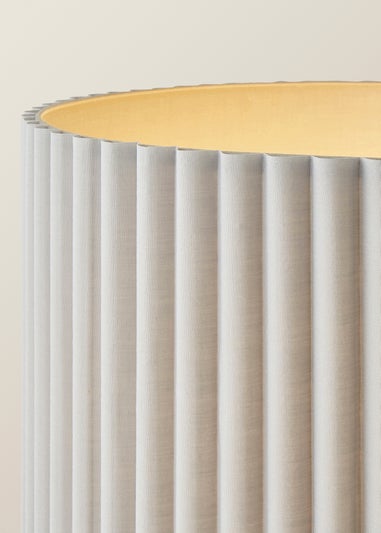 ValueLights Lenny Drum Lamp Shade Colour Drench Ribbed Fabric Midi Floor Lamp