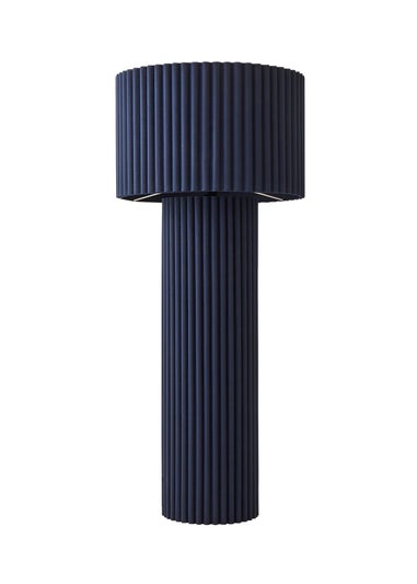 ValueLights Lenny Drum Lamp Shade Colour Drench Ribbed Fabric Midi Floor Lamp
