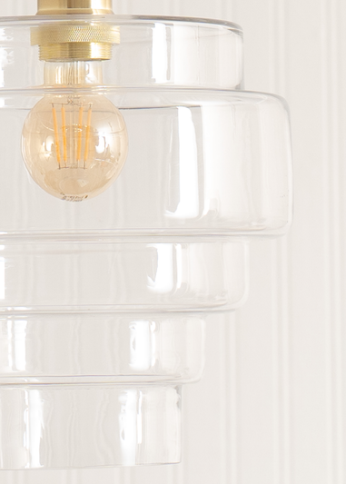 ValueLights Lane Clear Glass 5 Tier Layered Easy Fit Ceiling Pendant Lamp Shade