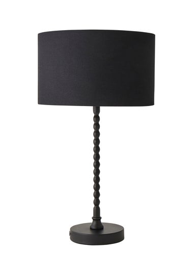 ValueLights Maeve Black Fabric Drum Lamp Shade Bobbin Bobble Table Lamp