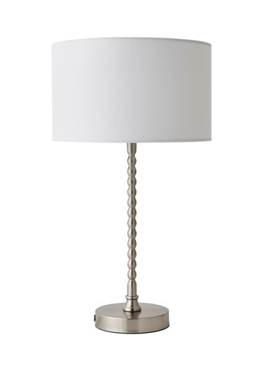 ValueLights Maeve Black Fabric Drum Lamp Shade Bobbin Bobble Table Lamp