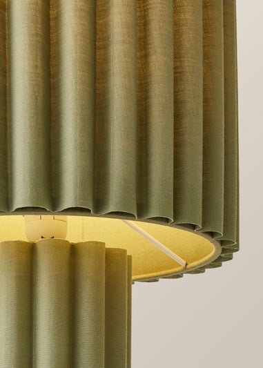 ValueLights Lenny Drum Lamp Shade Colour Drench Ribbed Full Fabric Table Lamp