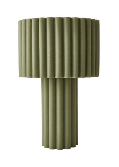 ValueLights Lenny Drum Lamp Shade Colour Drench Ribbed Full Fabric Table Lamp