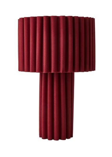 ValueLights Lenny Drum Lamp Shade Colour Drench Ribbed Full Fabric Table Lamp