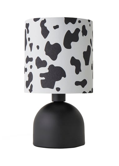 ValueLights Miley Cow Print Drum Lamp Shade Matte Black Table Lamp