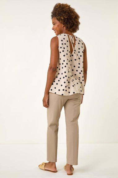 Roman Stone Spot Print Tie Detail Vest Top