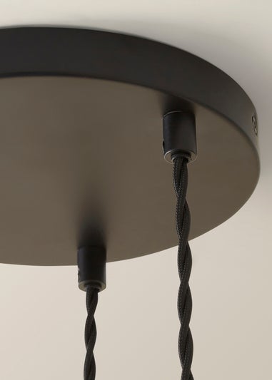 ValueLights Bellamy Smoked Glass Globe 3 Drop Cluster Matte Black Ceiling Pendant Light