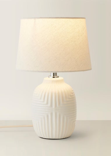 ValueLights Harrison Tapered Lamp Shade Geometric Ribbed Pattern Gloss Small Table Lamp