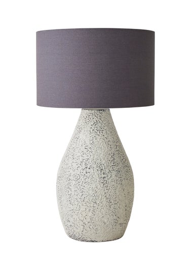 ValueLights Colin Drum Shade Grey Speckled Hand Finished Ceramic Stoneware Table Lamp
