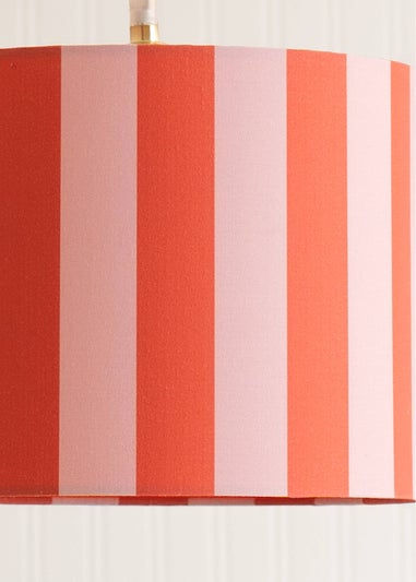ValueLights Callie Orange & Pink Stripe Small Fabric Drum Lamp Shade