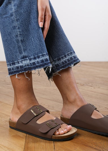 Where's That From Brown Victoria Plaited Flatform Slider