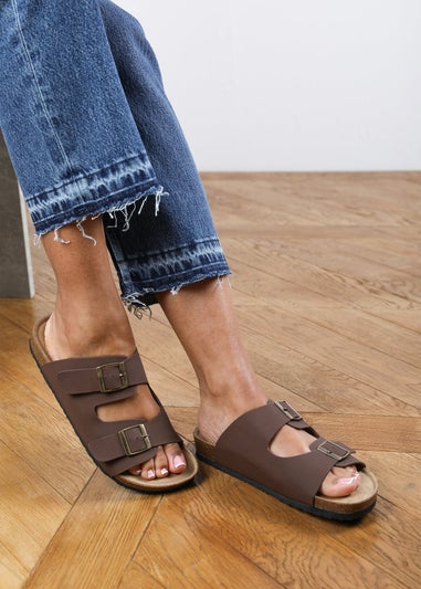 Where's That From Brown Victoria Plaited Flatform Slider