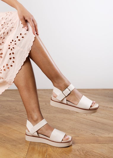 Where's That From Cream PU Teresa Footbed Flatform Sandals