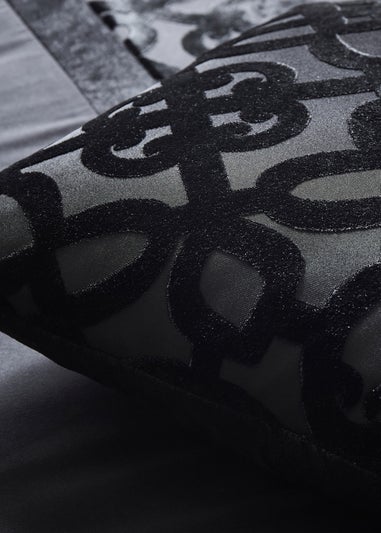 Catherine Lansfield Black Lattice Cut Velvet Cushion