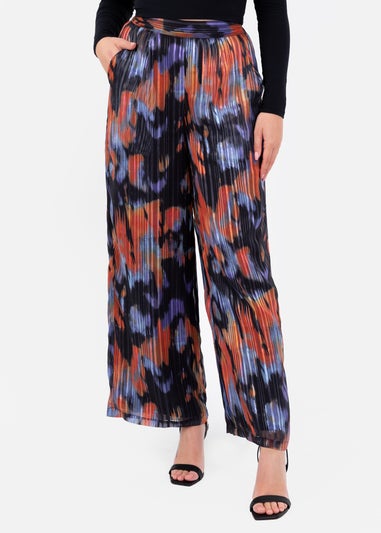Lovedrobe Orange & Purple Wide Leg Trousers With Pockets