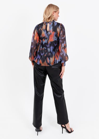 Lovedrobe Multi Coloured Twist Neck & Keyhole Detail Long Sleeve Blouse