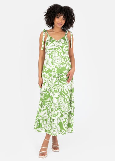 Lovedrobe Floral Tie Shoulder & Ruffle Detail Midaxi Dress