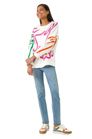 Roman Pink Abstract Print Sweatshirt