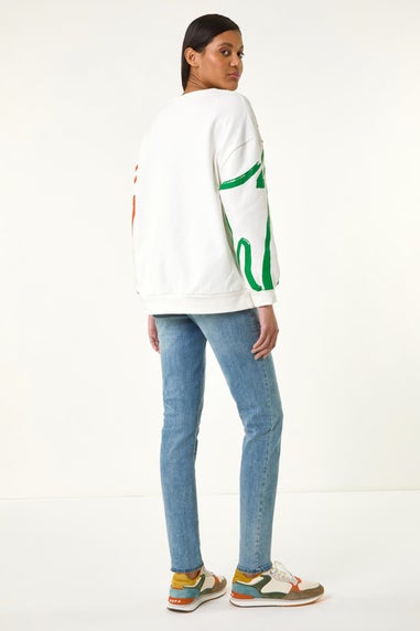 Roman Pink Abstract Print Sweatshirt