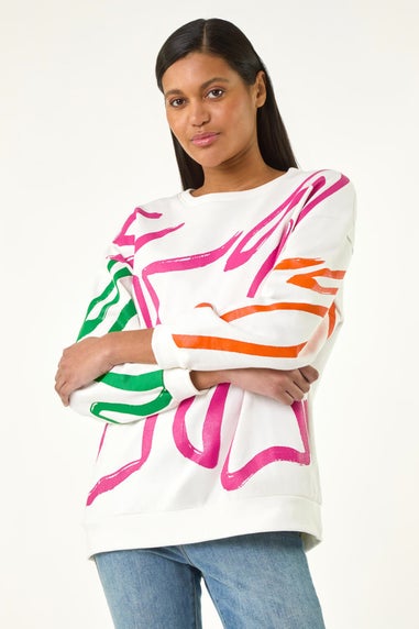 Roman Pink Abstract Print Sweatshirt