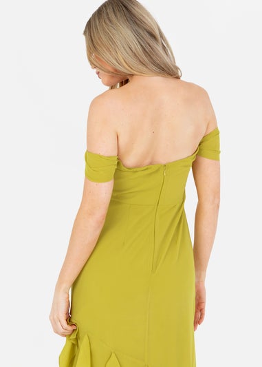 Anaya With Love Lime Bardot Maxi Dress With Ruffle Detail