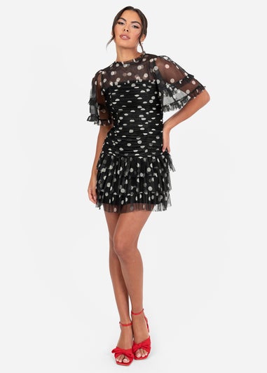 Anaya With Love Black Polka Dot Gathered Mini Dress